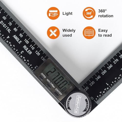 Digital Angle Finder Protractor, 7inch 200mm Measuring Tool | Professional Angle Gauge, Adjustable Angle Ruler, Quick Display, for Carpentry Construction and Home Improvement
