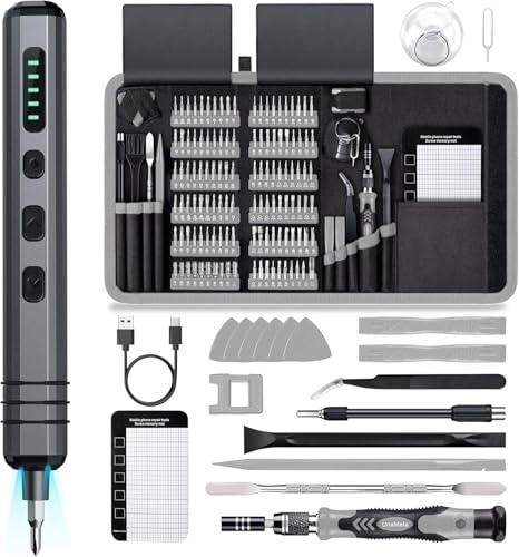 Mini Electric Screwdriver Set 140-IN-1: Small Electric Screwdriver Cordless - color: Grey