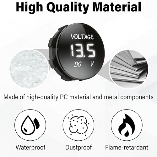 2 PCS DC 12V 24V Volt Meter, Car LED Digital Voltmeter Gauge - color: 2 PCS White