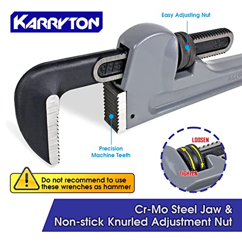 36 Inch Aluminum Pipe Wrench, 6-1/4"/158mm Adjustable Cr-Mo Jaw Opening Heavy Duty Aluminum Straight Handle Plumbing Wrenches, Perfect Plumbers Tool Exceed GGG Standard (36-INCH) - size: 36-IN, style: Straight
