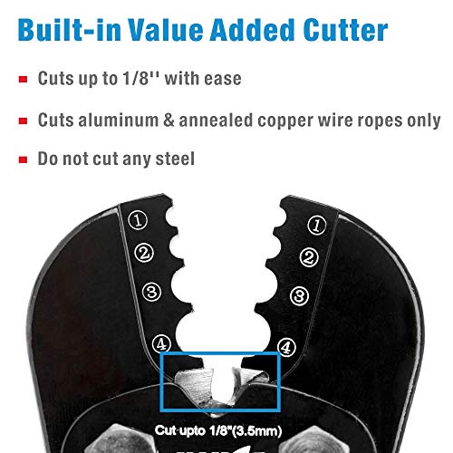 iCrimp Swaging Tool, Wire Rope Crimping Tools for Aluminum Copper Duplex Hourglass Sleeves, Stop Buttons and Ferrules with Built-in Cable Cutter Works from 3/64-inch to 1/8-inch