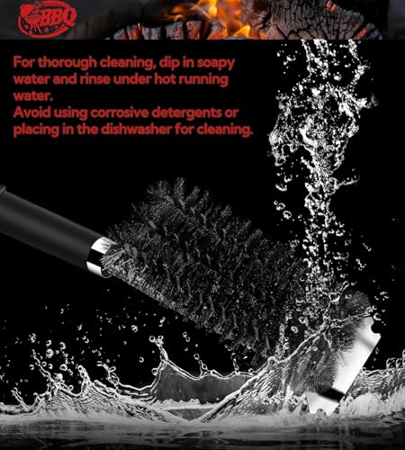 TNTOR Grill Brush with Scraper, 18" Adjustable Handle BBQ Grill Brush for Outdoor Grill, Extra Strong Grill Cleaner Accessories for Grill/Smoker/Gas/Charcoal Grill Cleaning-Grill Gifts for Men/Dad