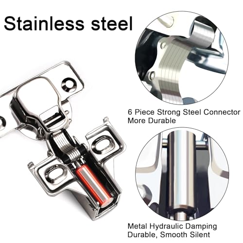 BESTEEL 100 Pack 1/2 inch Overlay Soft Close Cabinet Door Hinges for Kitchen Cabinet Hinge, 100 Degree Opening Angel, Stainless Concealed Kitchen Cabinets Hinge Self Closing with Drilling Tool &Manual - size: 100 PCS