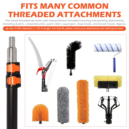 2.4–6 FT Telescoping Extension Pole, Lightweight Aluminum Extendable Paint Roller Pole for Painting, Dusting, Window Cleaning, Sturdy Extension Pole with Foam Grip - size: 6 FT Orange