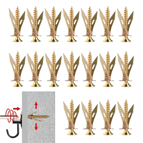Drywall Anchors and Screws Kit, 120 PCS (60 PCS 12x30mm/0.47"x1.18" Anchor + 60 PCS 4x30mm/0.16"x1.18" Screw), Heavy Duty Galvanized Expansion Wall Anchor Kit for Picture Hanging & Drywall Repair - size: 12mm x 30mm (anchors), 4mm x 30mm (screws)