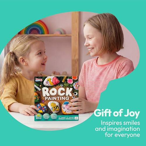 JOYIN Rock Painting Kit for Kids, Arts and Crafts for Girls & Boys Ages 6-12, DIY Supplies for Painting Rocks, Easter Craft Kits Art Set, Kids Birthday Christmas Presents, Family Indoor Activity - style: Original