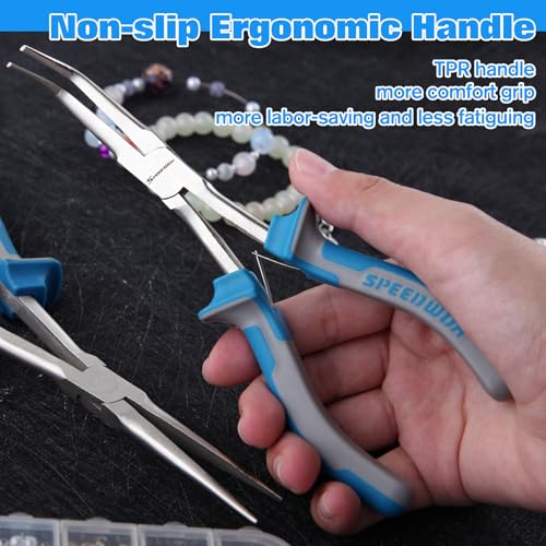 SPEEDWOX 2PCS Long Reach Needle Nose Pliers & Bent Needle Nose Pliers Set - style: 2PCS Bent & Needle Nose Pliers Smooth Jaw