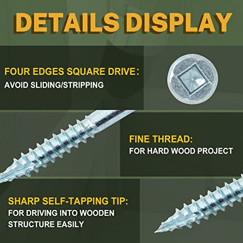 LIONMAX Pocket Hole Screws Fine Thread #8 x1 Inch, 600 PCS, Galvanized - size: #8 x 1"
