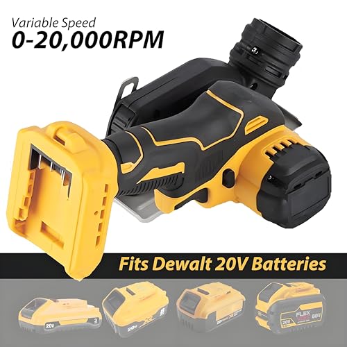 Cordless Cut-Off Tool, 20000RPM Angle Grinder & Circular Saw Fits Dewalt 20V Max Battery, Detachable Dust Shroud with Adjustable Metal Plate, 4x 3” Saw Blades for Wood Plastic Tile Metal (No Battery)
