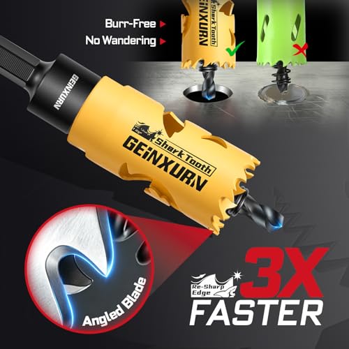 Geinxurn 1 Inch(25mm) Hole Saw, 2PCS HSS Bi-Metal Hole Saw Kit with Shark Tooth Hole Cutter for Wood,Drywall, PVC Boards and Thin Metal - color: 2 PCS 1"