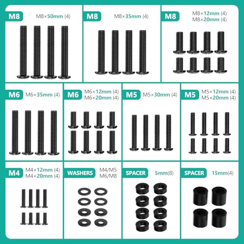 WALI Universal TV Mount Hardware Kit, M4,M5,M6,M8 Screws with Box, Black