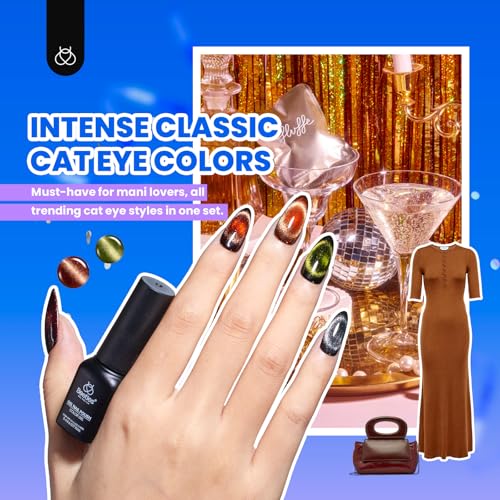 Beetles Cat Eye Gel Nail Polish Set, 20 Colors Fall Cat Eye Gel Nail Kit - color: 0-0-Stellar Mirage