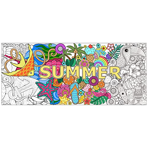 Dvbonike Jumbo Mandala Coloring Poster Giant Summer Color-in Paper Craft - style: Summer