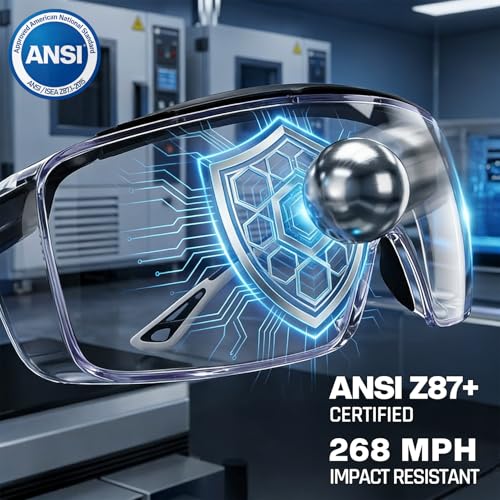 MORK&SUKY Safety Glasses Fit Over Prescription Eyeglasses, ANSI Z87 Certified,Anti-Fog Eye Protection for Men and Women. - color: Black/Gray