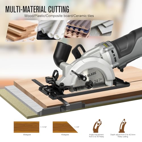 6-Amp Mini Circular Saw Corded Compact Saw, 2x 4‑1/2" Blades - style: Corded 6A