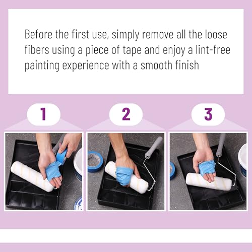 Bates- Paint Roller Covers, 9", Pack of 24, Covers for Paint Rollers 9 Inch, 9 Inch Paint Roller Covers, Paint Roller Cover, Paint Roller Covers 9 Inch, Large Paint Roller Covers - color: Yellow Stripes, size: 9 Inch, 24 Pack