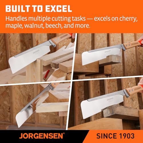 JORGENSEN Japanese Pull Saw, 9.5 Inch Pro Folding Dovetail Saw with Beech Wood Long handle, SK5 Steel Blade Tool-less Quick Change, 21TPI Cross Cut Woodworking Handsaw for Hardwood, Softwood - size: 9.5 Inch