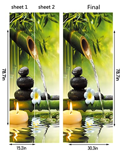 FLFK Door Mural Sticker - Zen,Peel and Stick,Combined Size 30.3"x78.7",Split into 2 Pieces - color: Mt1155, size: 30.3"x78.7"