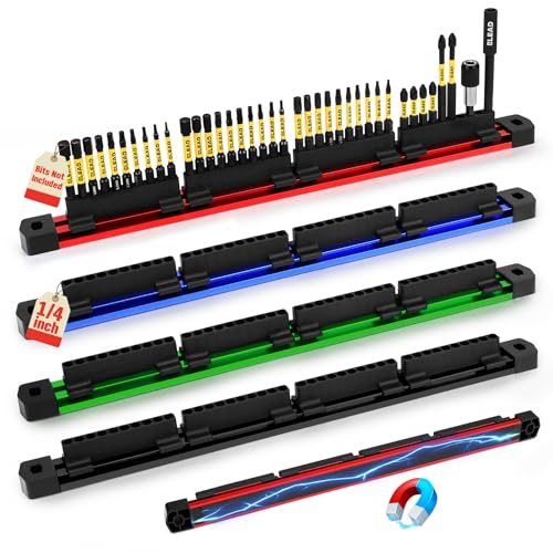 4-Piece Magnetic Slidable Drill Bit Holder, 160 Holes Bit Storage with Strong Magnetic Rail, Screwdriver Drill Bit Organizer for Your Specialty(Bits Not Included) - style: 4 Drill Bit Holder with Magnetic Rail