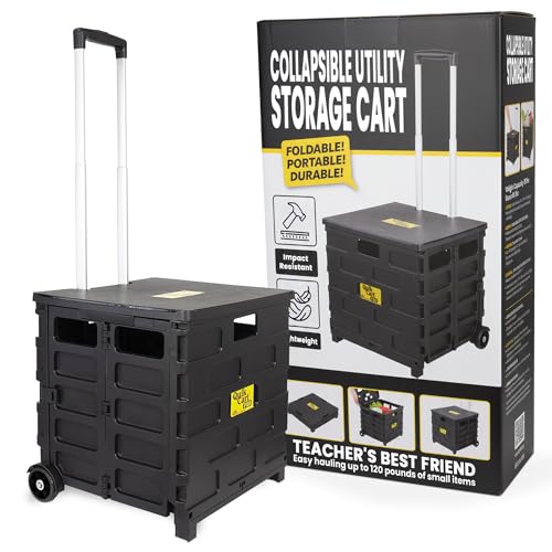 dbest Products Quik Cart Pro Collapsible Rolling Crate on Wheels - Black - color: Black, style: Pro