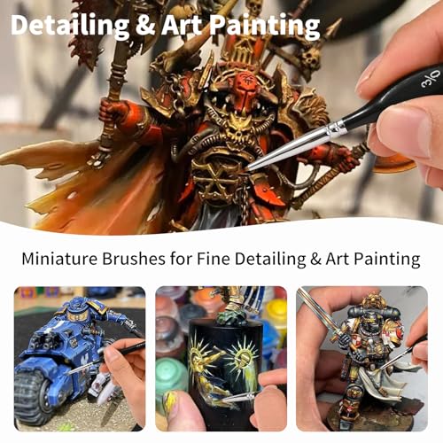 GETHPEN Miniature Paint Brushes, Micro Detail Paint Brush Set, 15pcs | Miniature Micro Paint Brush Set with Triangular Handles, for Acrylic, Watercolor, Oil, Models, Figurine & Paint by Number - size: 15 Sizes