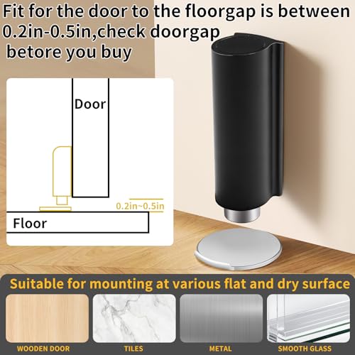 Magnetic Door Stoppers Black WYGWP Stainless Steel No Drilling Wedge Stops Heavy Duty Catch Holder to Keep Doors Open - color: Black Door Stop