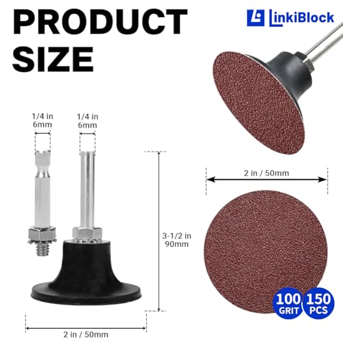 150Pcs 2 inch R-Type Quick Change Aluminum Oxide Surface Conditioning Sanding Discs Set 100 Grit with Adapter & Backing Pad - style: 100 Grit