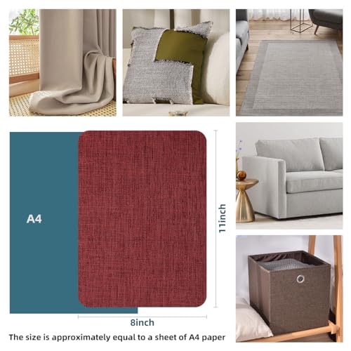WILDREEDS 2 Pcs 8 x11 Inch Linen Repair Patches, Self-Adhesive Fabric Patch for Sofas, Couch, Furniture,Tote Bags, Car Seats (Burgundy) - color: Burgundy