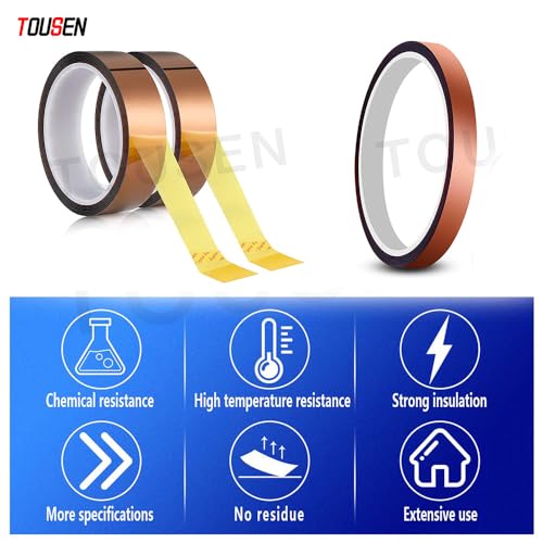 High Temperature Tape Polyimide Tape Heat Resistant Tape Heat Transfer Tape for Masking,3D Printing,Electric Task,Soldering & Insulation 12mm × 108FT ×1ROLL - size: 0.05 × 12mm × 108FT