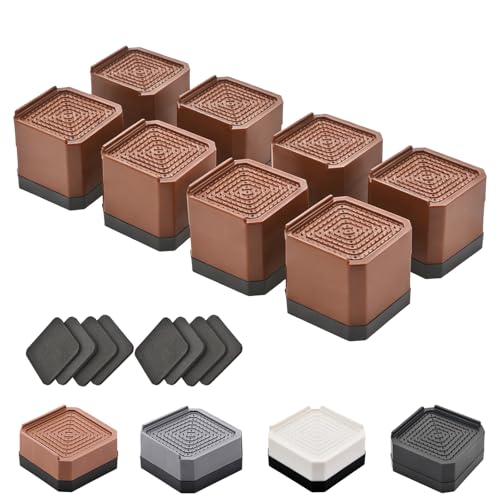 EclatBain Adjustable Bed Risers 3&4.3 Inch, 4000 lbs, 8 Pack Brown - color: Square-8 Pack-brown, size: 2 Layer(3inch)