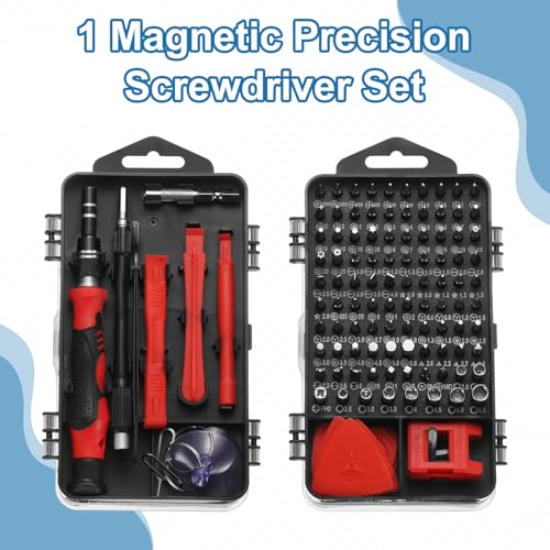 HARFINGTON 123 in 1 Magnetic Precision Screwdriver Set Electronics Repair Tools Kit with 96 Bits Flexible Shaft and Extension Rod for Cellphone Game Console Laptop PC Computer Camera, Red - color: Red