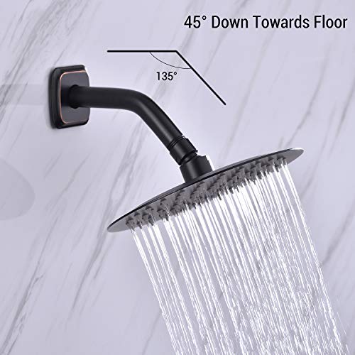 Angled Shower Arm with Flange, 6-Inch Stainless Steel Replacement Extension Tube for Top Shower Head, Wall Mounted, Oil Rubbed Bronze - color: Oil Rubbed Bronze
