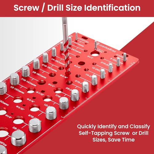 Thread Checker, 70 Nut and Bolt Thread Checker, 25 Standard & 25 Metric & 20 Drill Bit Gauge, Bolt Size Finder, Wall-Mountable Bolt Thread Identifier Gauge with Inch & CM Ruler - size: 70 Thread Checker