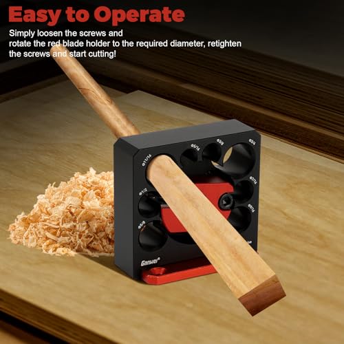 Dowel Maker Jig Kit, Adjustable 8-Size (5/16"-3/4") Drill Attachment, Carbide Blade Woodworking Tool for Making Round Sticks & Dowels from Square Lumber