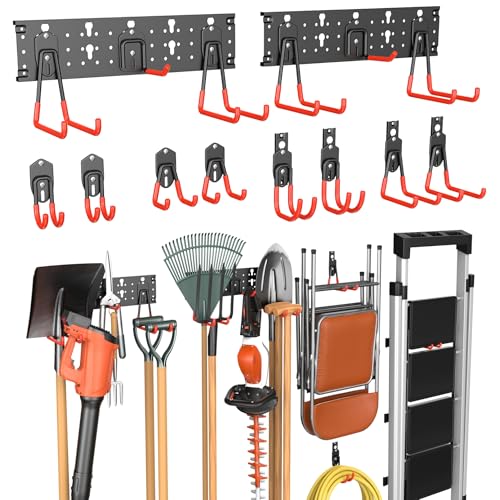 WALMANN Garage Wall Mounted Garden Tool Hooks, Folding Chair Storage Rack - style: Hooks with 2 Tracks