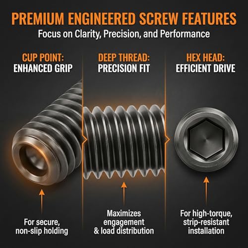 360 Pcs Set Screws Assortment Kit (32 Sizes, Metric & SAE) – 12.9 Alloy Steel Hex Socket Grub Screws with Allen Keys for Door Handles, Bathroom Fixtures, Knobs & Machinery