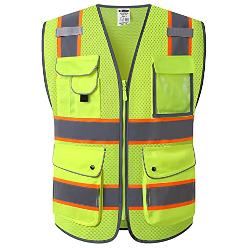 JKSafety Safety Vest for Men Women Reflective Hi Vis JK100 Yellow M - color: 100-yellowt2, size: Medium