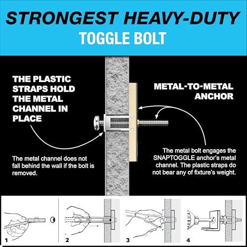 TOGGLER SNAPTOGGLE Drywall Anchors with 1/4-20 x 2.5 in Bolts, 100 Pack - size: 2.5 inches