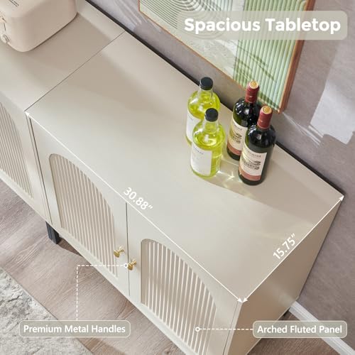 IFGET 34" Tall Modern Arched Sideboard Buffet Cabinet with Storage, Cream - color: Cream, size: 1 Piece