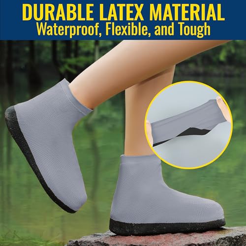 Rain Shoe Covers Waterproof Reusable Galoshes Overshoes - color: Grey, size: X-Large