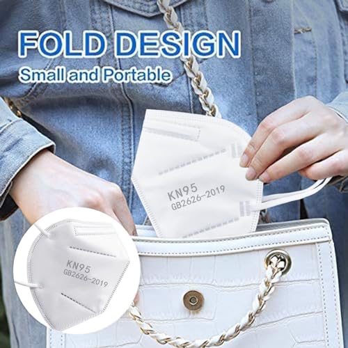 100PCS KN95 White Face Masks,5-Ply Breathable Cup Dust Masks for Adult - color: White-100pcs