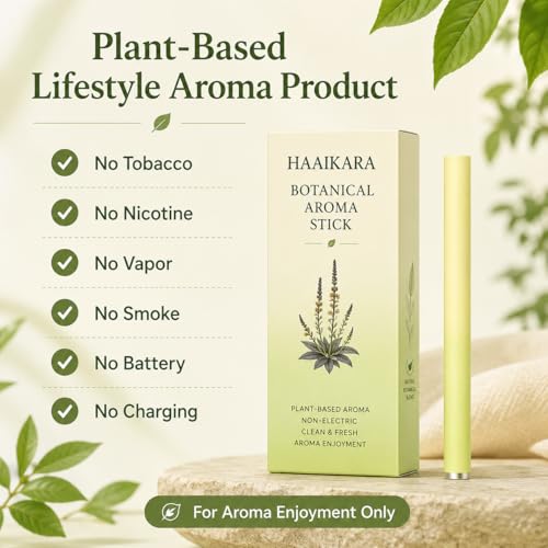 Herbal Air Stick Plant-Based Extracts, Breathing Support, Oral Freshness Non-Electric Personal Air Diffuser, Portable Smoking Alternative Accessory for Home Office Travel Smokeless Inhaler