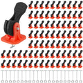 Nuanchu Tile Leveling System Kit 200 Reusable Tile Spacers + 200 1/16'' Replaceable Spare Steel T-pin, Leveling Clips Fit 8-12mm Floor Compounds Set for Wall & Floor (Red) - color: Red