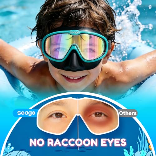 Seago Kids Swim Goggles with Nose Cover 2 Pack for 3-14 Anti-Fog Clear View - color: Black & Pink