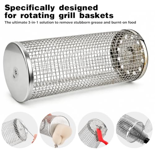 Grill Basket Crevice Cleaning Brush Kits for Mesh Grill Baskets