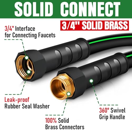 Heavy Duty Garden Hose 10ft, NON-EXPANDABLE Flexible Water Hose, Kink Resistant Lightweight Hybrid Hose, Leakproof Hose Male to Female Fittings - color: Black+Green, size: 10ft