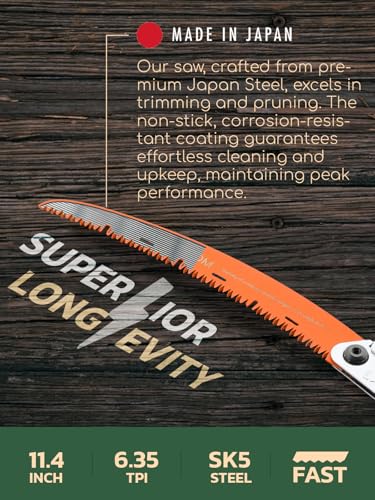 LAGOM Folding Pruning Saw | 11.4" Curved Blade | SK5 Steel | Secure Lock - style: Curved 11.4" Single