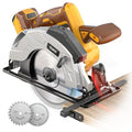 Ecarke 7-1/4" Cordless Circular Saw, Compatible with DeWalt 20V Battery, 5000 RPM Electric Circular Saw with Laser Guide, 2 Blades (24T & 40T), 0–45° Bevel, 2-1/4" Cutting Depth (Tool Only) - color: Yellow