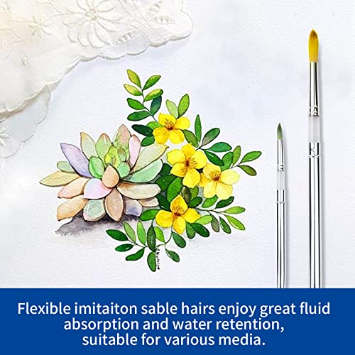Falling in Art 2 Pcs Round Travel Paint Brush Set - size: 2 Pcs Round Kolinsky Hair