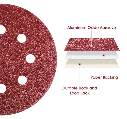 S SATC 5 Inch 8 Hole Hook and Loop Sanding Discs 60 Grit Random Orbit Sandpaper, 150 Pack - style: 150PCS 5 Inch 60 Grit